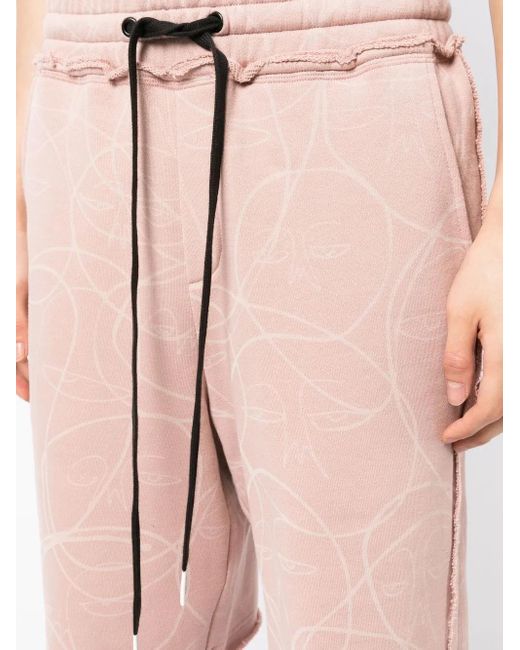 Haculla Pink Abstract-Print Knee-Length Shorts for men
