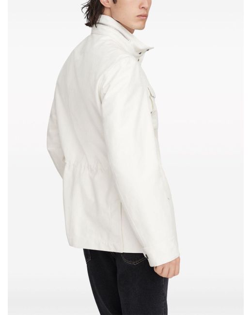 メンズ Brunello Cucinelli スタンドカラー コート White