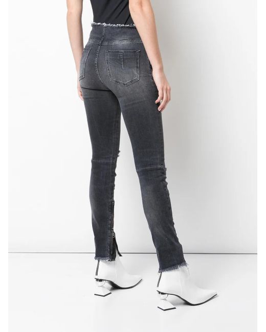 Unravel Project Gray Skinny Lace Up Trousers