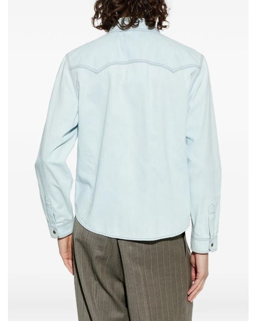 Versace Button-Down Denim Overhemd in het Blue voor heren