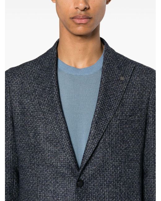 Tagliatore Gray Check-Pattern Long-Sleeve Blazer for men