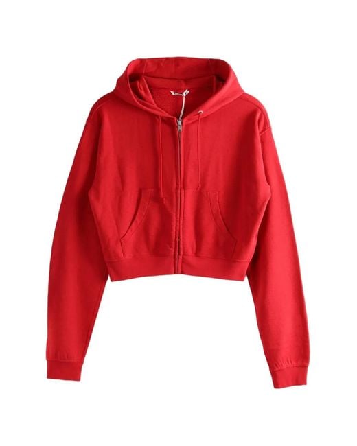 Auralee Red Zip-Up Cropped Jacket