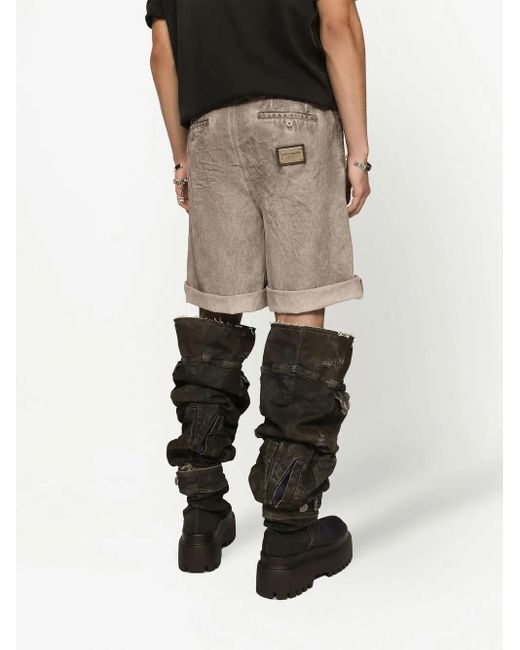 Dolce & Gabbana Natural Garment-Dyed Cotton Shorts for men