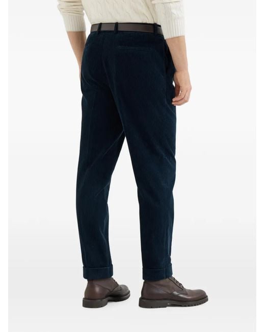 Brunello Cucinelli Blue Garment-Dyed Trousers for men