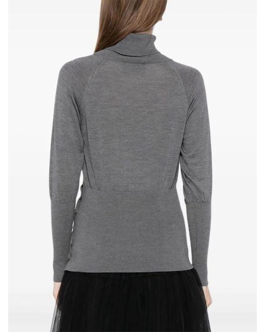 Simone Rocha Getailleerde Top Met Hoge Hals in het Gray