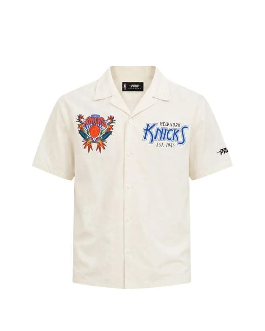 Pro Standard White X Nba New York Knicks Paradise Camp Shirt for men