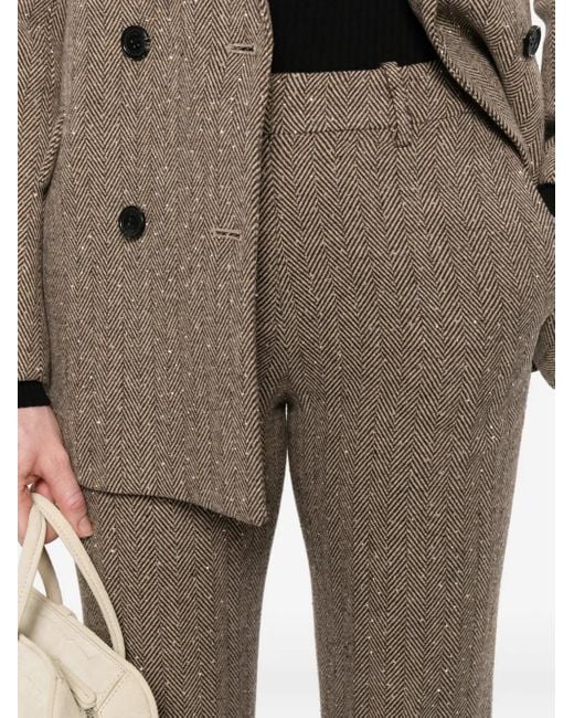 ERMANNO FIRENZE Gray Herringbone Sequin Trousers
