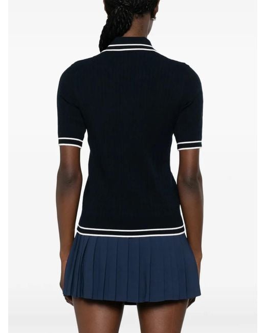 Sporty & Rich Black Cable-Knit Logo-Embroidered Polo Shirt