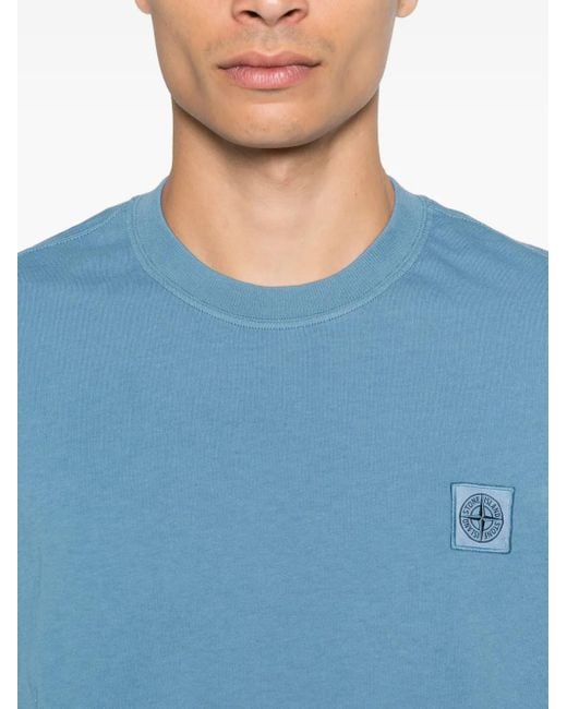 Stone Island Blue Cotton T-Shirts And Polos for men