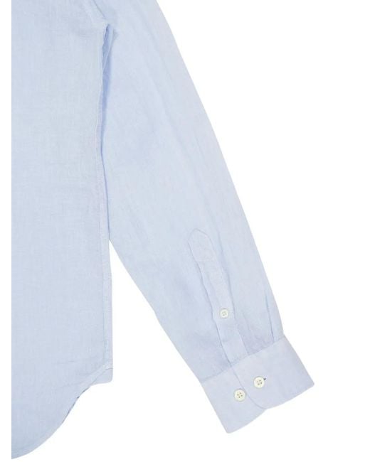 120% Lino Blue Linen Shirt for men