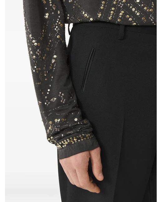 Lanvin Black Pleated Wool Trousers for men