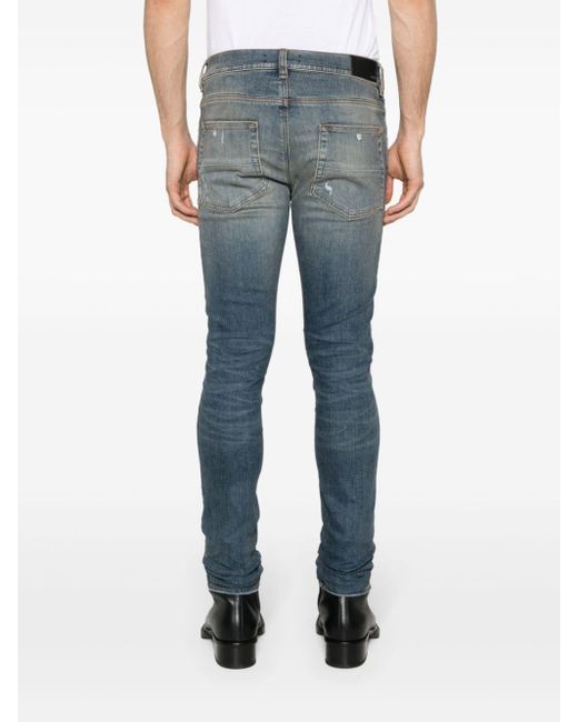 Amiri Blue Fractured Skinny Jeans for men