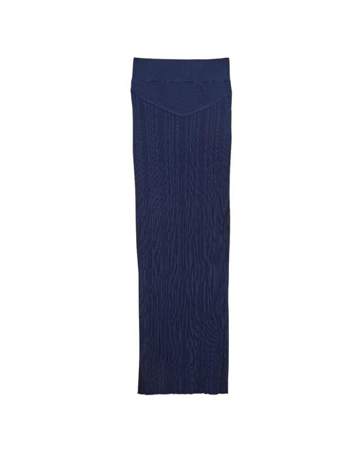 Fleur du Mal Blue Ribbed-Knit Maxi Skirt