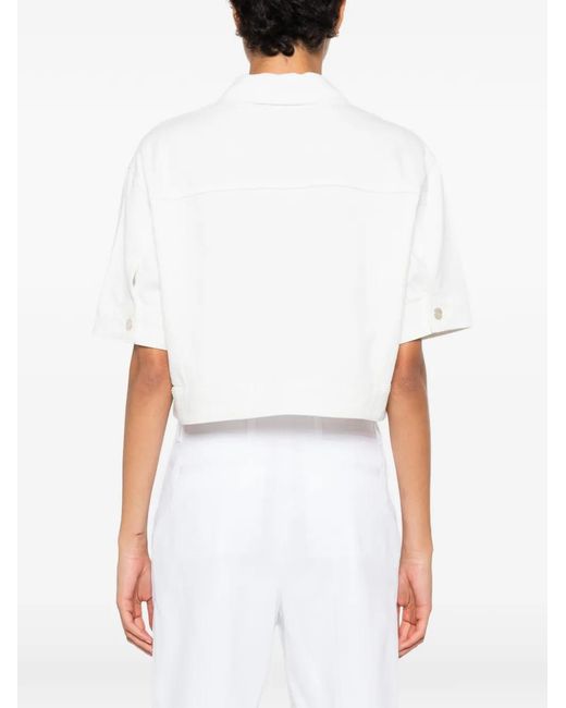 Liu Jo White Short-Sleeve Cropped Jacket
