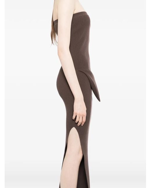 Rick Owens Brown Asymmetric Bustier Dress