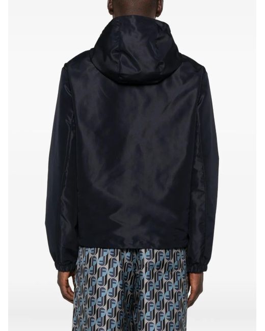 Fendi Kapuzenjacke mit Logo-Schild in Black für Herren