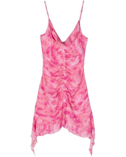 M I S B H V Mini-jurk Met Tie-dye Print in het Pink