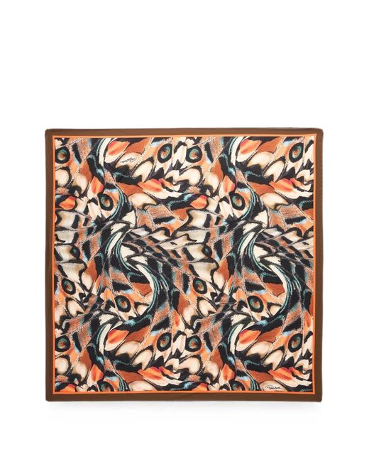 Roberto Cavalli Orange Butterfly-Print Square Scarf