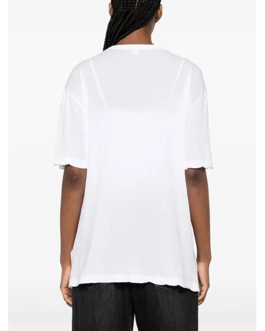 James Perse White Scallop-Edge Cotton T-Shirt