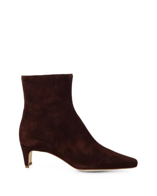 Staud Brown Suede Kitten-Heel Ankle Boots