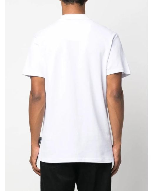 Philipp Plein White Logo-Plaque Polo Shirt for men