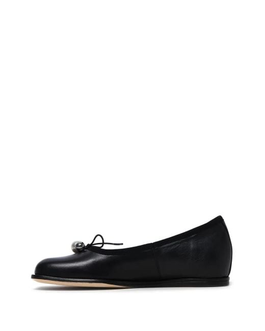 Simone Rocha Black Bow-Embellished Leather Ballerina Shoes