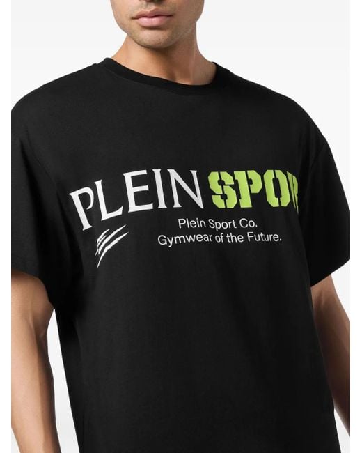 Philipp Plein Black Logo-Print Round-Neck T-Shirt for men