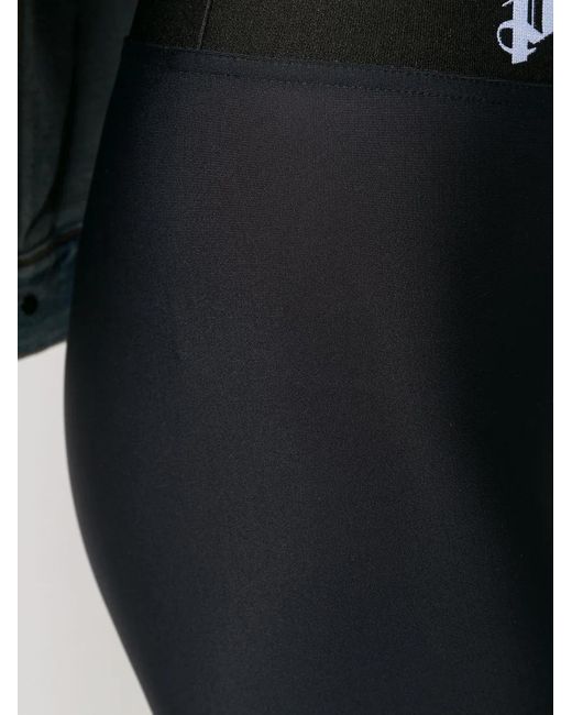 Palm Angels Blue Logo-tape High-waisted leggings