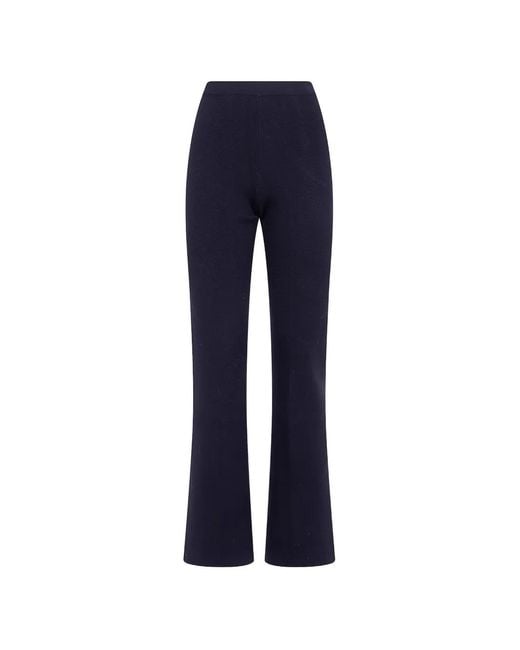 Twinset Blue Fine-Knit Flared Trousers