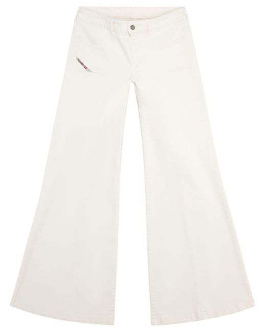 DIESEL White D-akii Mid-rise Flared Jeans
