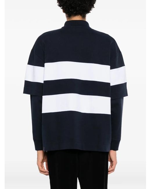 DARKPARK Blue Striped Double-Sleeve Polo Shirt for men
