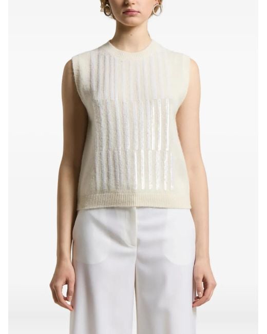 Peserico White Sequin-Embellishment Vest