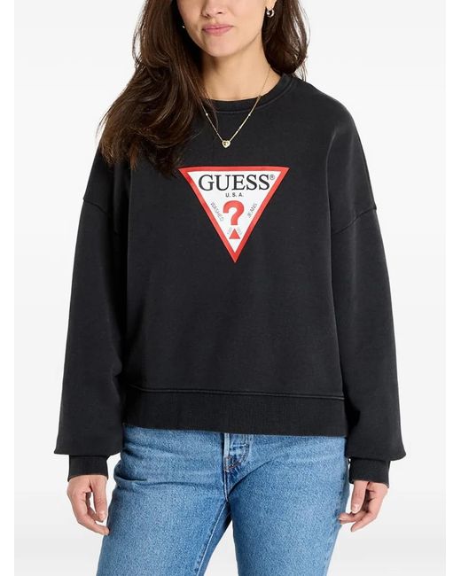 Guess Black Logo-Print Sweatshirt
