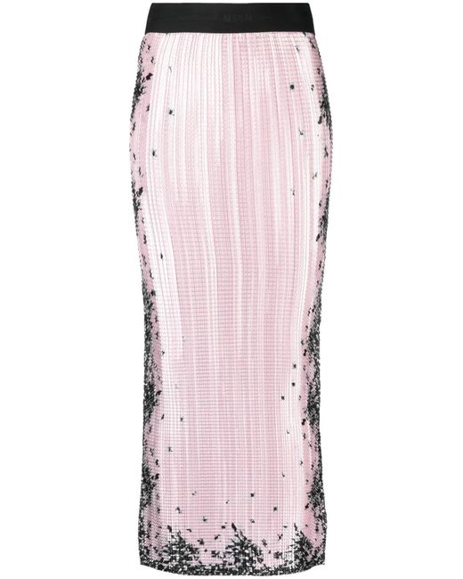 MSGM Pink Sequin-Design Pencil Skirt