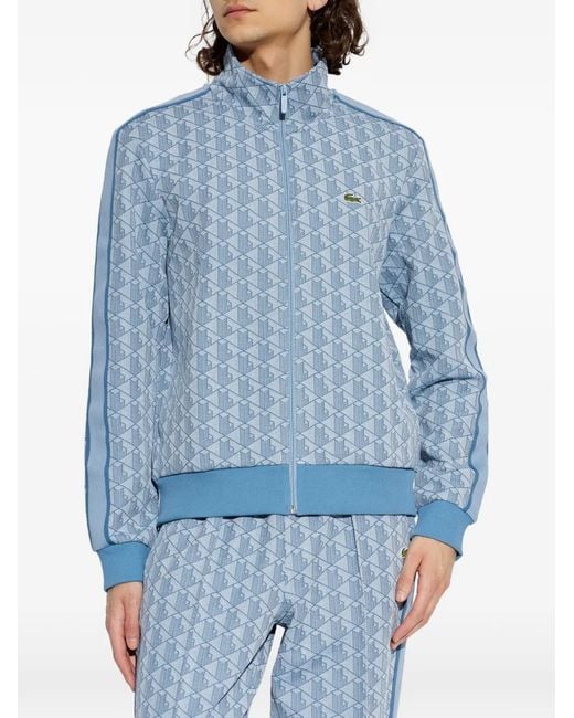 Lacoste Blue Monogram-Patterned Sweatshirt for men