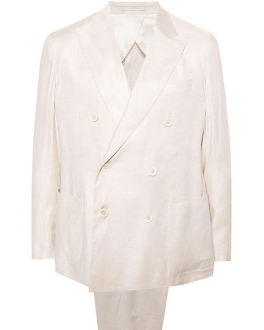 Lardini White Peak-lapels Double-breasted Suit for men