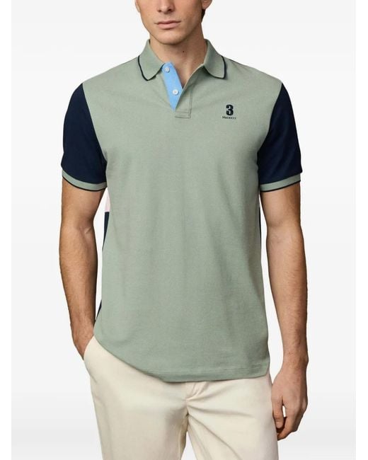Hackett Green Colour-Block Pique Polo Shirt for men