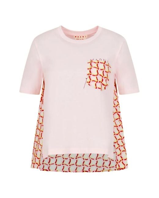 Marni Pink Printed Pocket Back T-Shirt