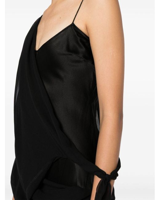 Christopher Esber Black Drifted Layered Silk-georgette Dress