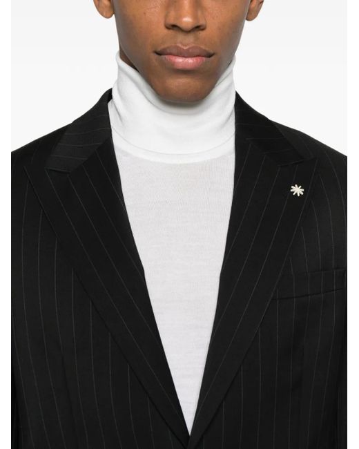 Manuel Ritz Black Pinstripe Suit for men
