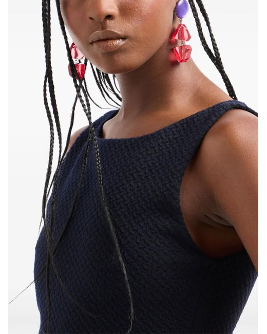 Emporio Armani Blue Wool-Cotton Blend Tube Dress