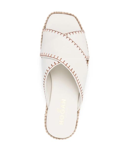 Hogan White H660 Leather Sandals