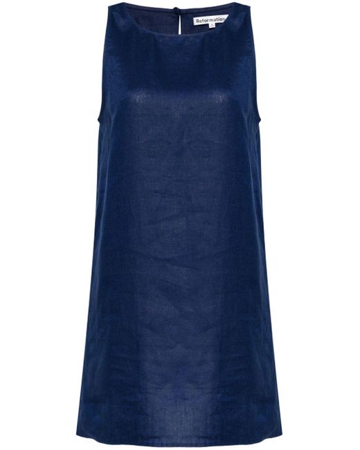 Reformation Jessi Linnen Mini-jurk in het Blue