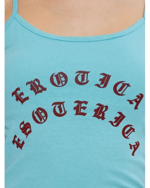 Willy Chavarria Blue Slogan-Print Camisole Top