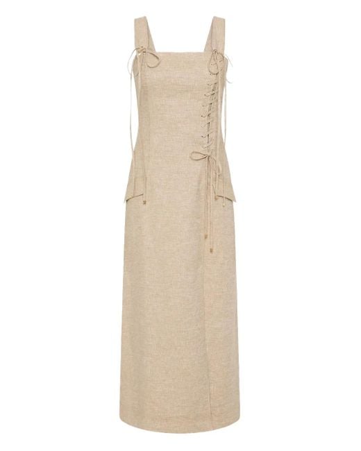 Aje. Morgan Lace-up Maxi Dress Natural
