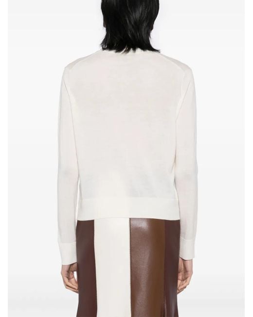 N.Peal Cashmere White V-Neck Cardigan