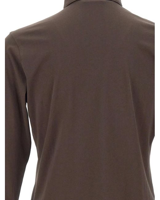 Diktat Brown Long-Sleeve Polo Shirt for men