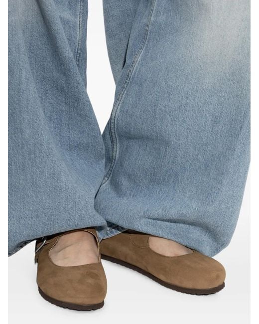 Birkenstock White Santa Clarita Buckle-Strap Ballet Flats