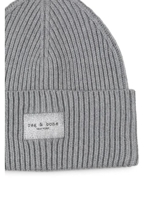 Rag & Bone Gray Ribbed Beanie Hat