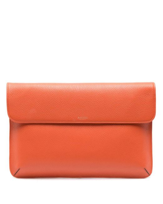 Aspinal Orange Leather Laptop Bag 25cm X 38cm for men